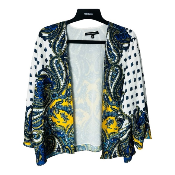 Melanie Lyne open Front Paisley Pattern Lined Oversized Kimono Cardigan women S - Picture 1 of 12